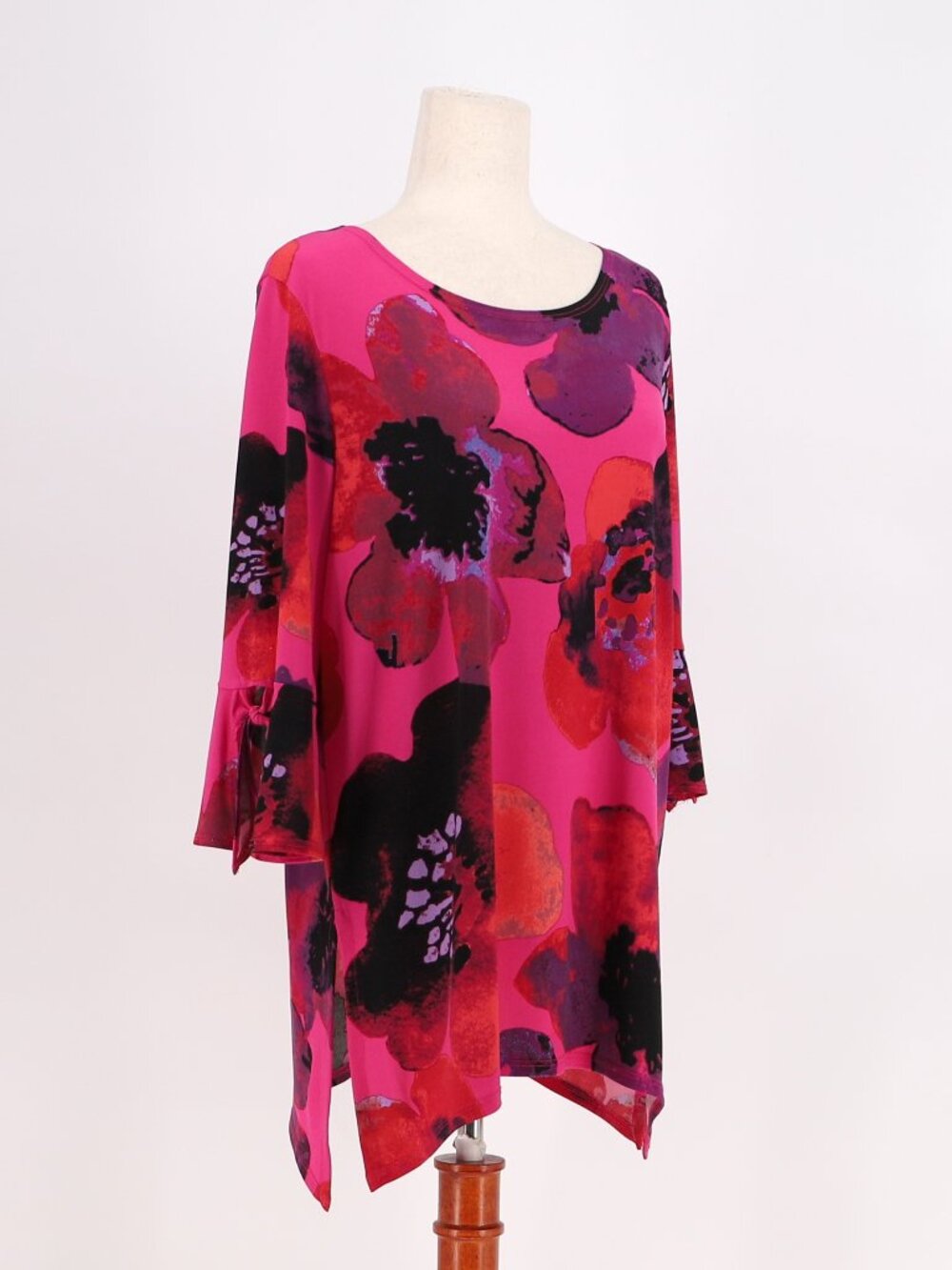 CLARA SUNWOO Soft Knit Poppy Print Tunic with Cuff Detail Side Vents Size M - Picture 3 of 10